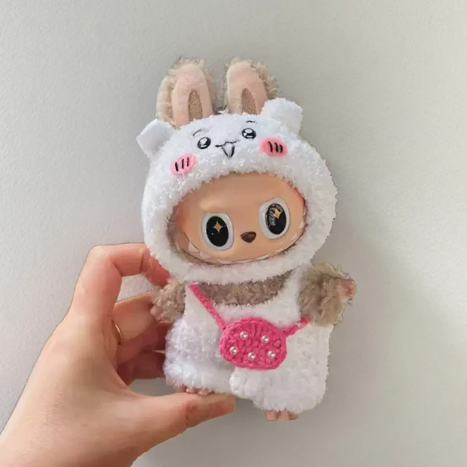 Labubu Chiikawa Costume Set - White Character Costume with Pink Purse - POPBOXSS