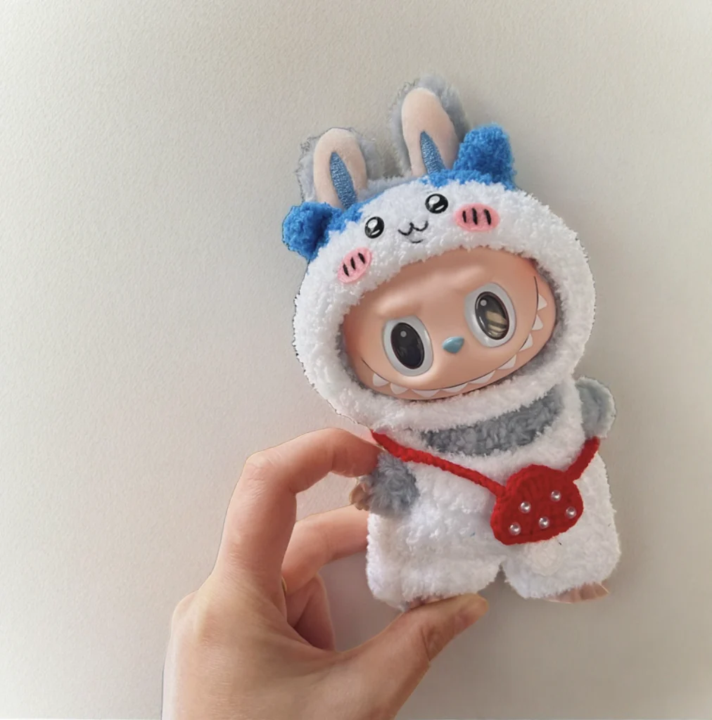 Labubu Hachiware Costume Set - White & Blue Character Costume with Red Purse - POPBOXSS